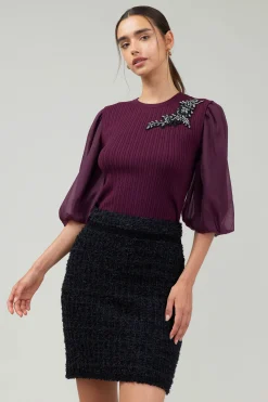 Current Air Skirts-Tweed Mini Skirt BLACK