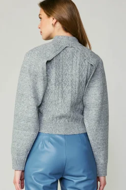 Current Air Sweaters-Two Piece Cable Knit Sweater MELANGEGREY