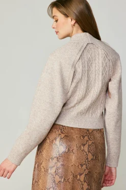 Current Air Sweaters-Two Piece Cable Knit Sweater OATMILK