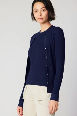 Current Air Cardigans-Two Piece Cardigan Set NAVY
