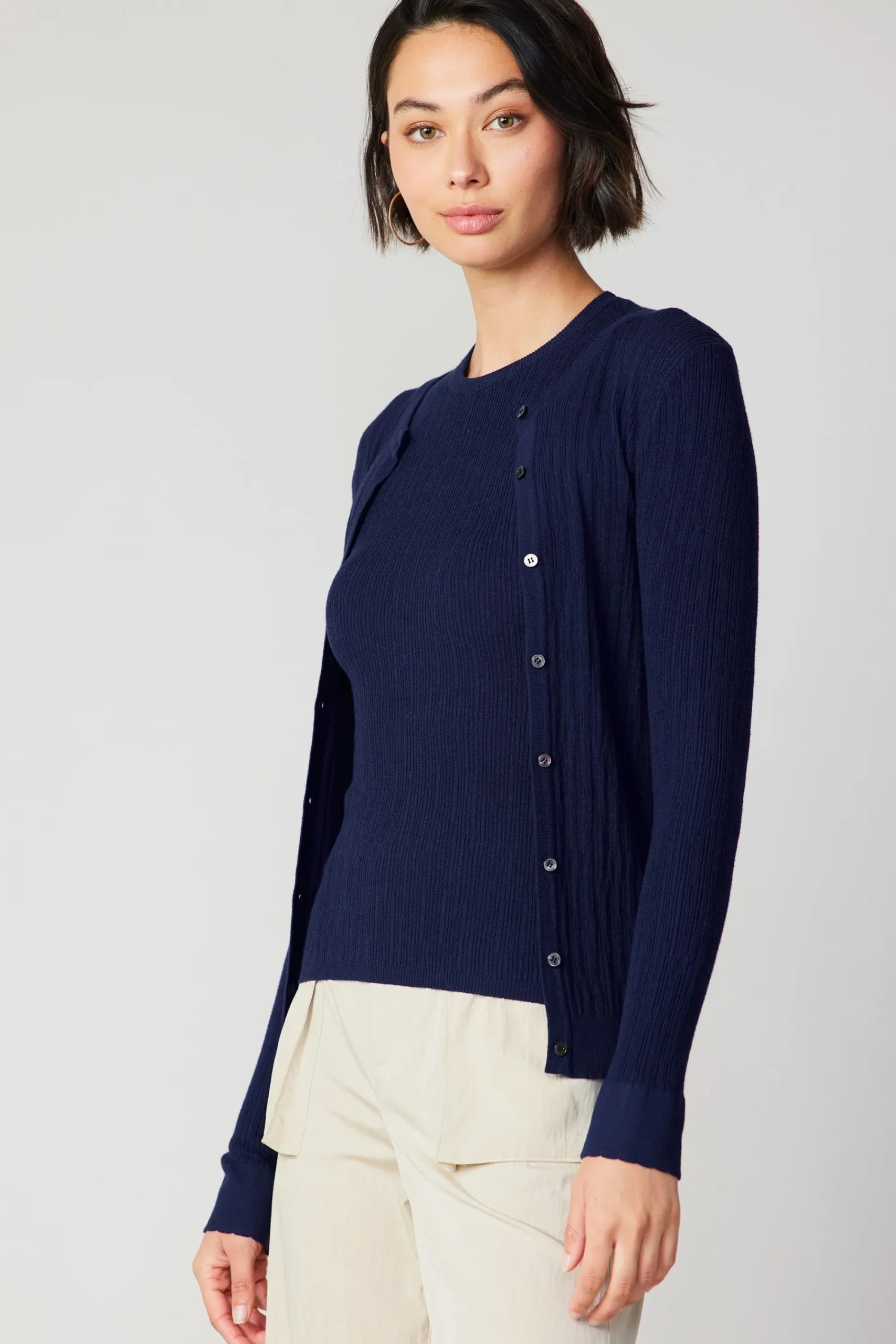 Current Air Cardigans-Two Piece Cardigan Set NAVY