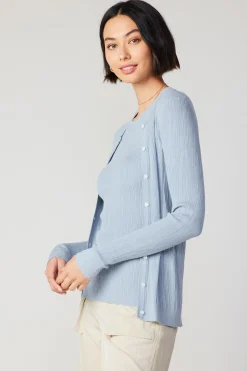 Current Air Cardigans-Two Piece Cardigan Set POWDERBLUE