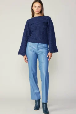 Current Air Pants-Vegan Leather Straight Pant TRANQUILBLUE