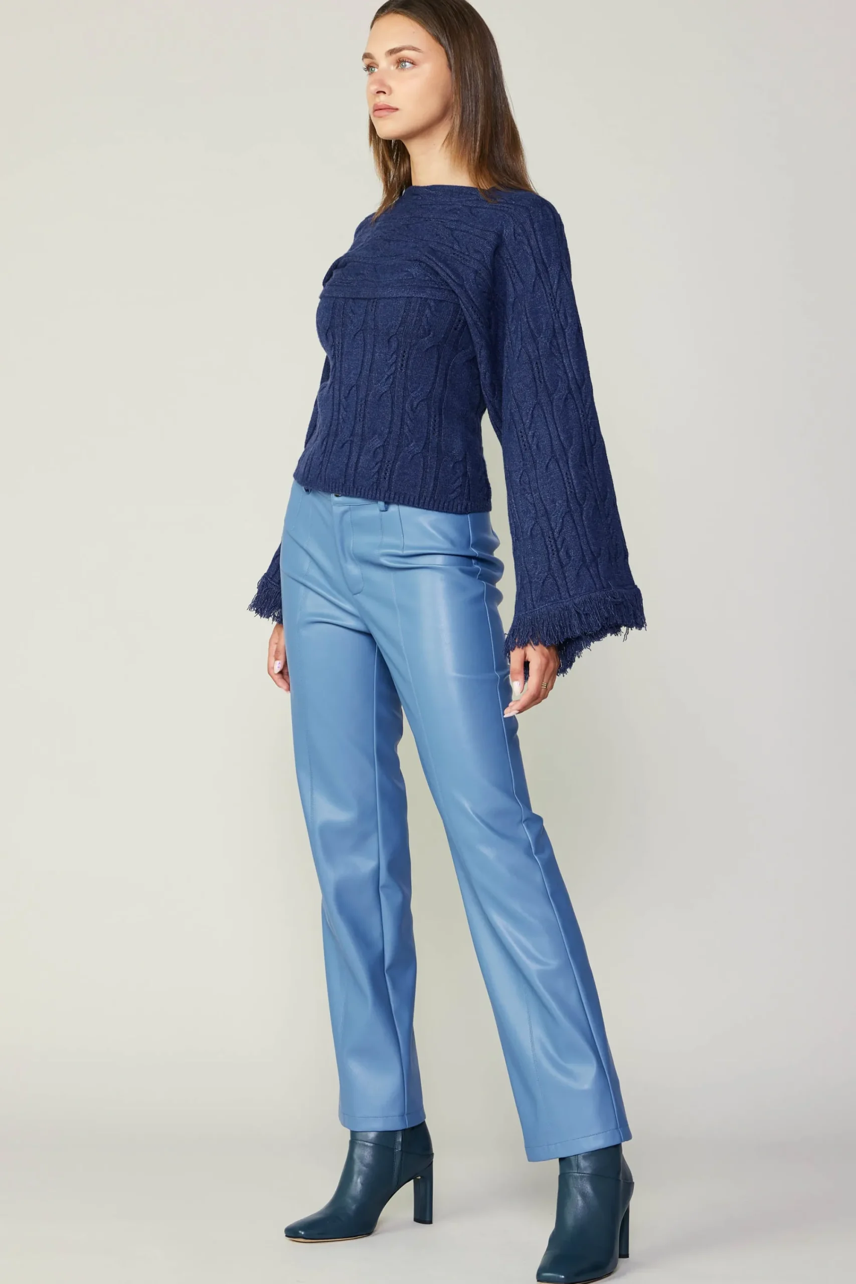 Current Air Pants-Vegan Leather Straight Pant TRANQUILBLUE