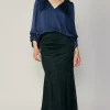 Current Air Skirts-Vegan Suede Fishtail Skirt DARKGREEN