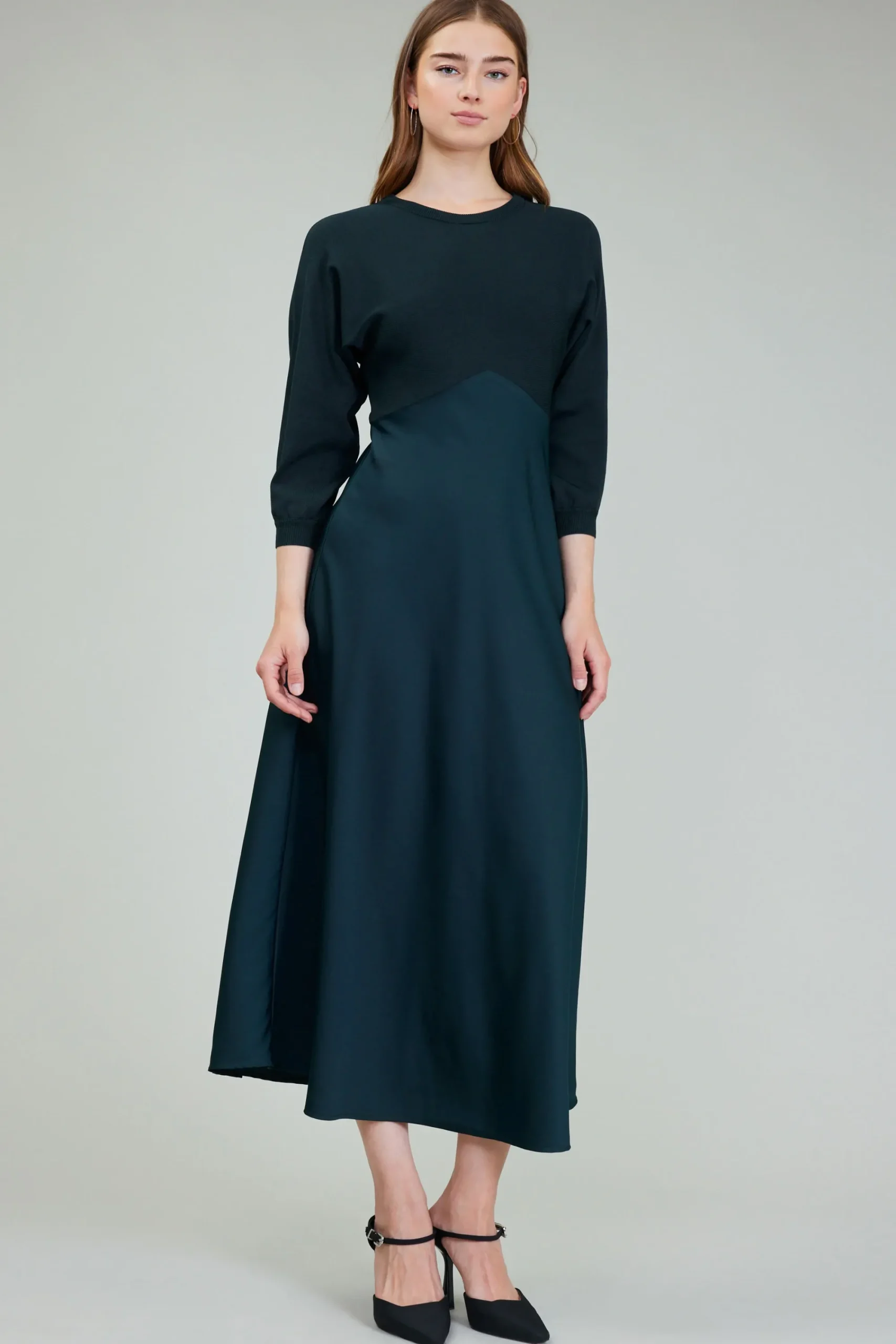 Current Air Knitwear | Midi Dresses-Vienna Knit Midi Dress FORESTGREEN
