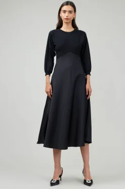 Current Air Knitwear | Midi Dresses-Vienna Knit Midi Dress BLACK