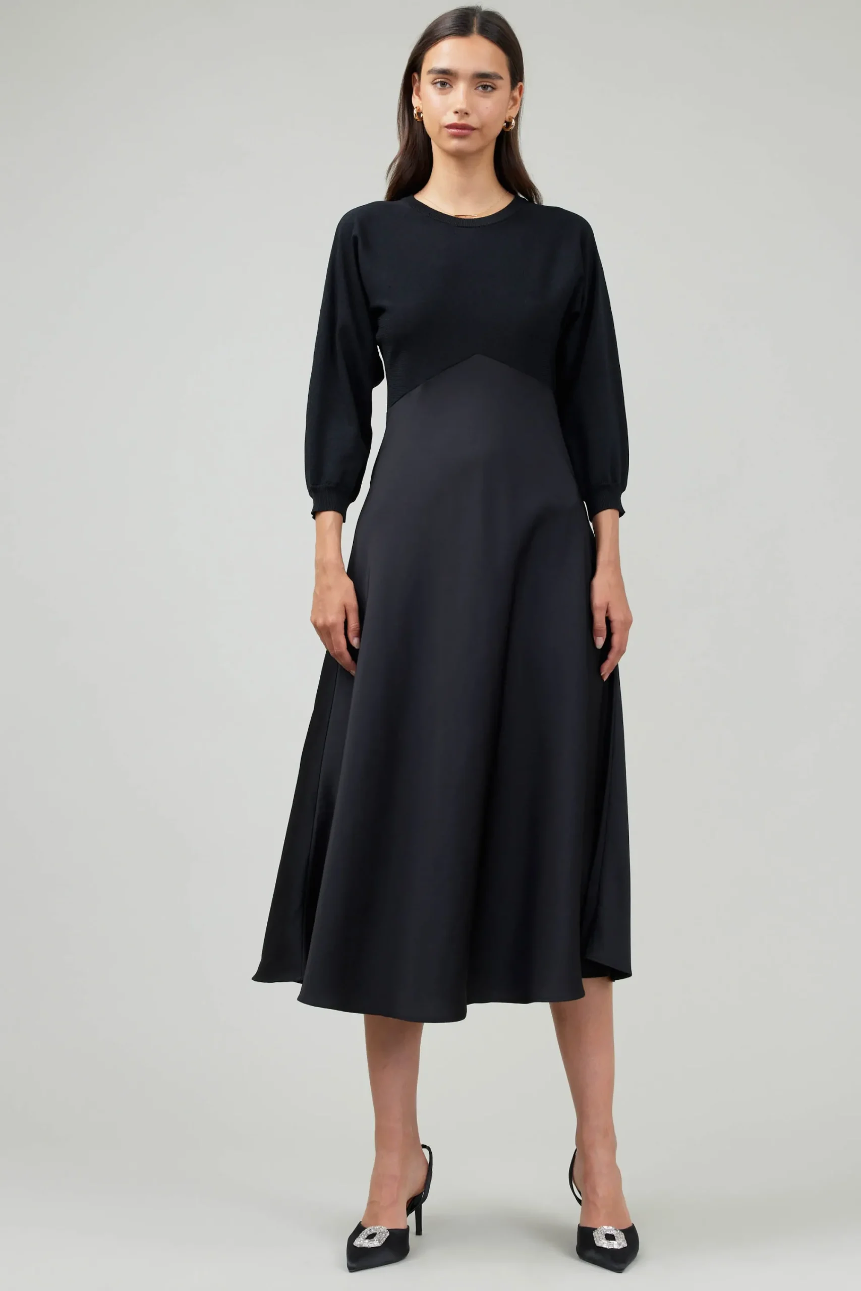 Current Air Knitwear | Midi Dresses-Vienna Knit Midi Dress BLACK