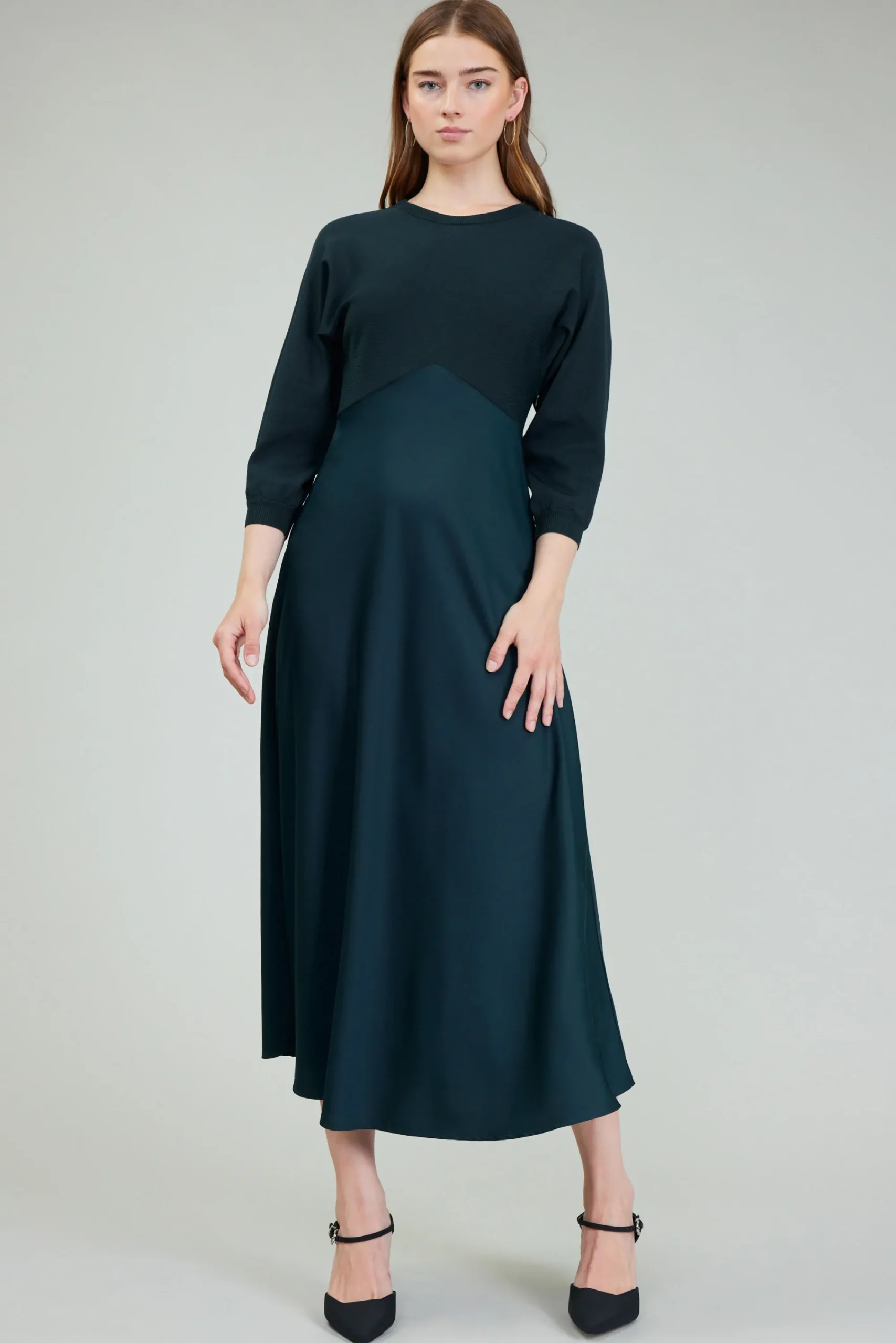 Current Air Knitwear | Midi Dresses-Vienna Knit Midi Dress FORESTGREEN