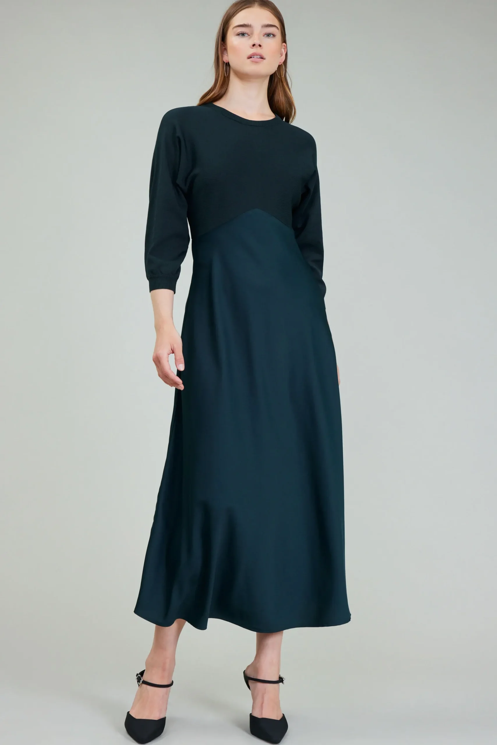 Current Air Knitwear | Midi Dresses-Vienna Knit Midi Dress FORESTGREEN