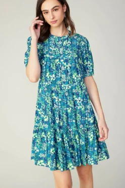 Current Air Mini Dresses-Watercolor Floral Mini Dress BLUEMLT