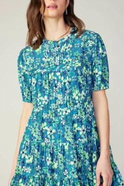Current Air Mini Dresses-Watercolor Floral Mini Dress BLUEMLT