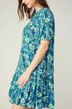 Current Air Mini Dresses-Watercolor Floral Mini Dress BLUEMLT