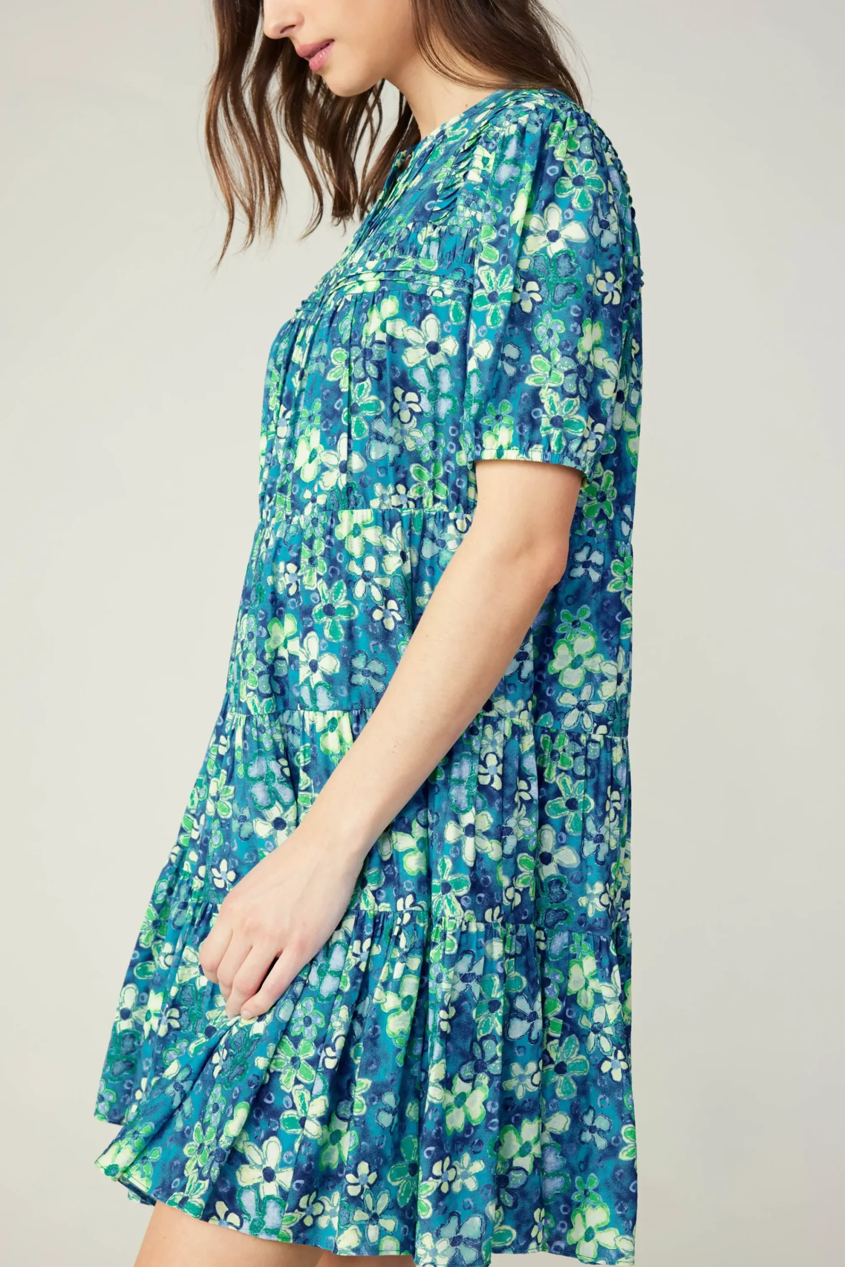 Current Air Mini Dresses-Watercolor Floral Mini Dress BLUEMLT