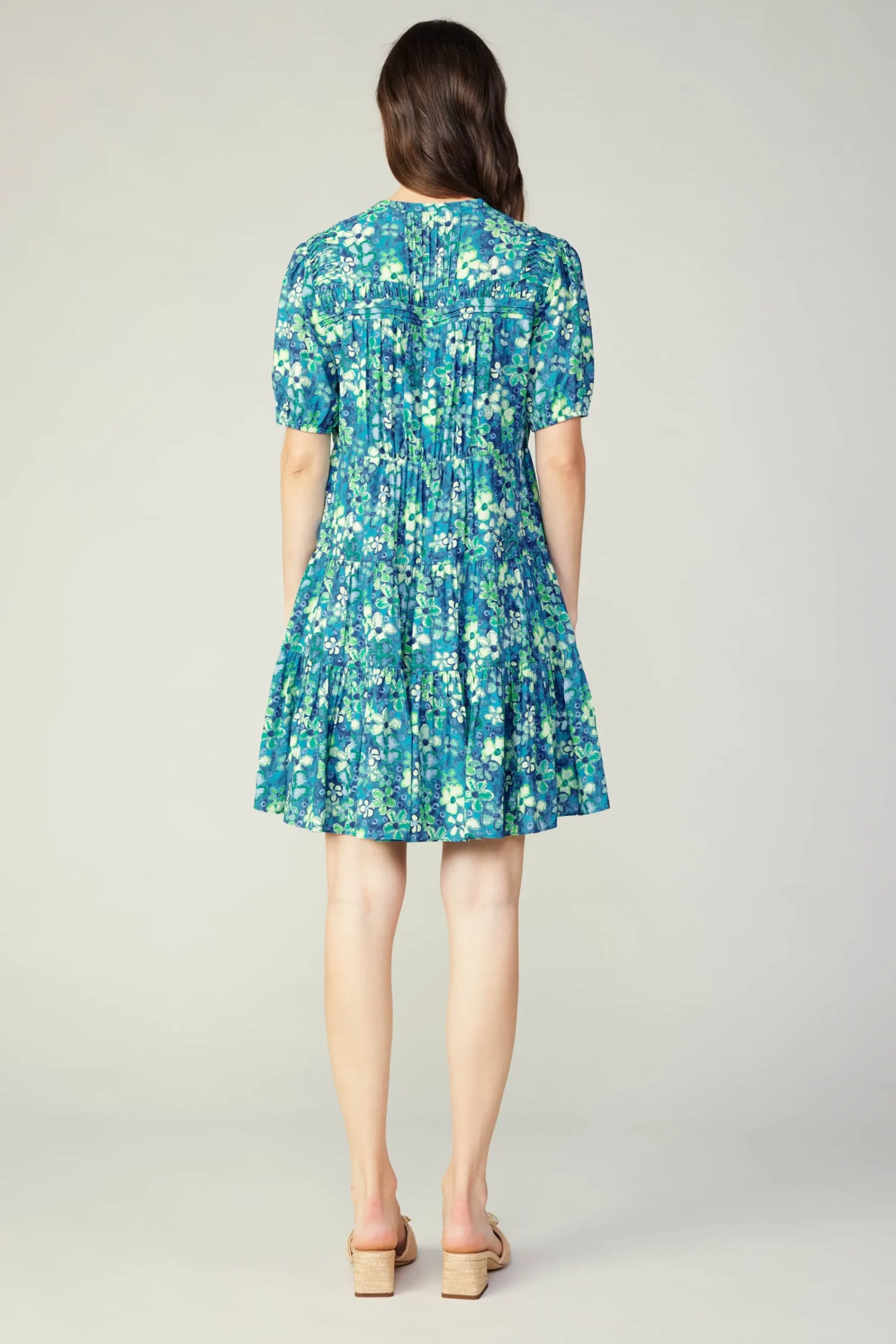 Current Air Mini Dresses-Watercolor Floral Mini Dress BLUEMLT