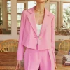 Current Air Coats & Jackets-Welt Pocket Cropped Blazer PINK