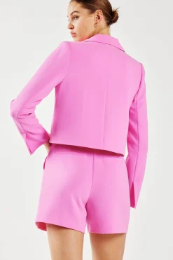Current Air Coats & Jackets-Welt Pocket Cropped Blazer PINK