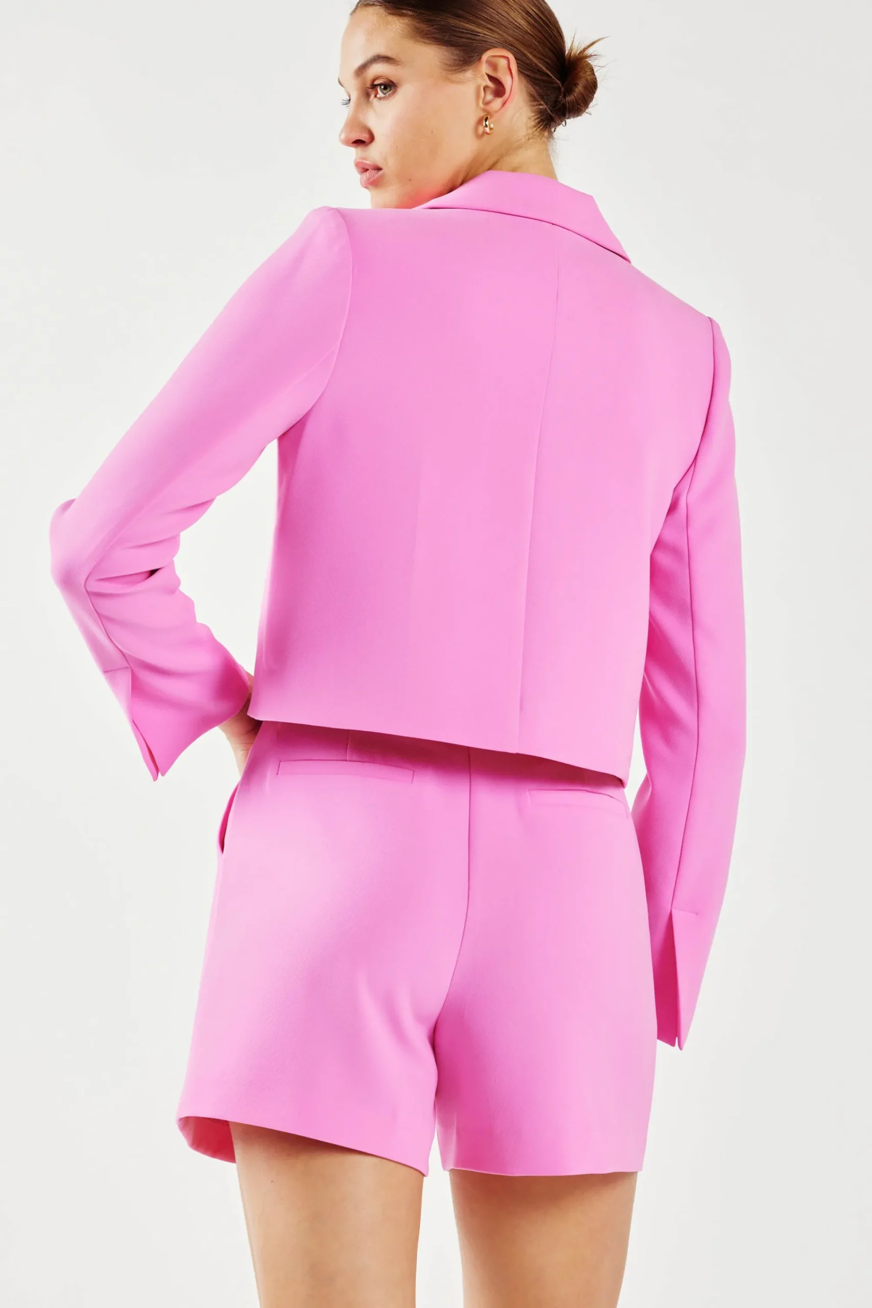 Current Air Coats & Jackets-Welt Pocket Cropped Blazer PINK