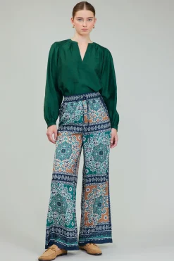 Current Air Pants-Wide Leg Bordered Pants GREENMLT
