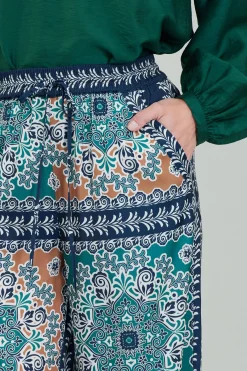 Current Air Pants-Wide Leg Bordered Pants GREENMLT