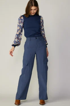 Current Air Pants-Wide Leg Cargo Pant SLATENAVY