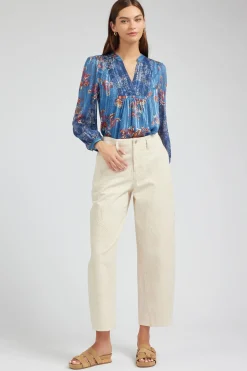 Current Air Pants-Wide Leg Embroidered Pant NATURAL