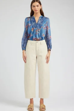 Current Air Pants-Wide Leg Embroidered Pant NATURAL