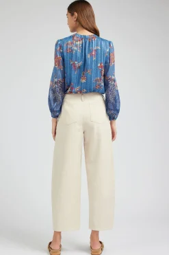Current Air Pants-Wide Leg Embroidered Pant NATURAL
