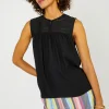 Current Air Sleeveless Tops-Yoke Detail Tank Top BLACK