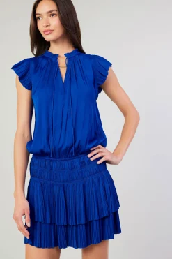 Current Air Mini Dresses-Zoey Pleated Mini Dress COBALT