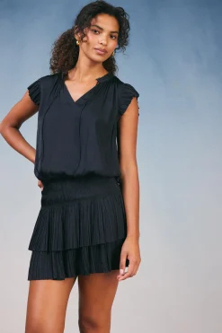 Current Air Mini Dresses-Zoey Pleated Mini Dress BLACK