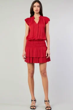 Current Air Mini Dresses-Zoey Pleated Mini Dress RED