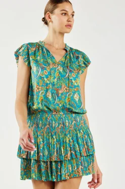 Current Air Mini Dresses-Zoey Pleated Mini Dress BLUEORANGE