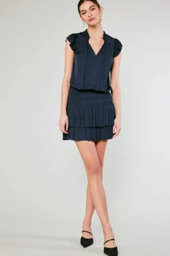 Current Air Mini Dresses-Zoey Pleated Mini Dress DARKNAVY