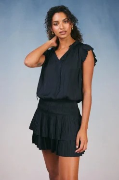 Current Air Mini Dresses-Zoey Pleated Mini Dress BLACK