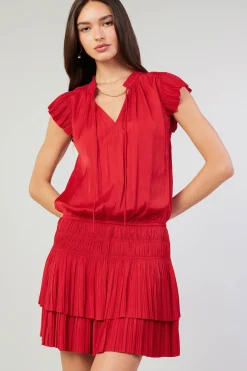 Current Air Mini Dresses-Zoey Pleated Mini Dress RED