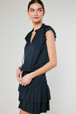 Current Air Mini Dresses-Zoey Pleated Mini Dress DARKNAVY