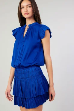 Current Air Mini Dresses-Zoey Pleated Mini Dress COBALT