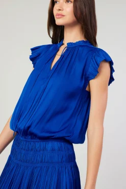 Current Air Mini Dresses-Zoey Pleated Mini Dress COBALT