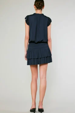 Current Air Mini Dresses-Zoey Pleated Mini Dress DARKNAVY