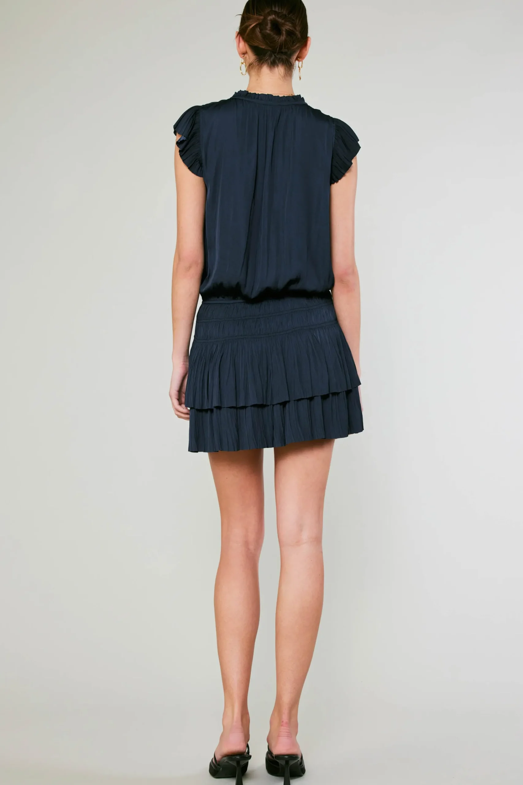 Current Air Mini Dresses-Zoey Pleated Mini Dress DARKNAVY
