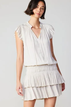Current Air Mini Dresses-Zoey Pleated Skirt Mini Dress ECRU